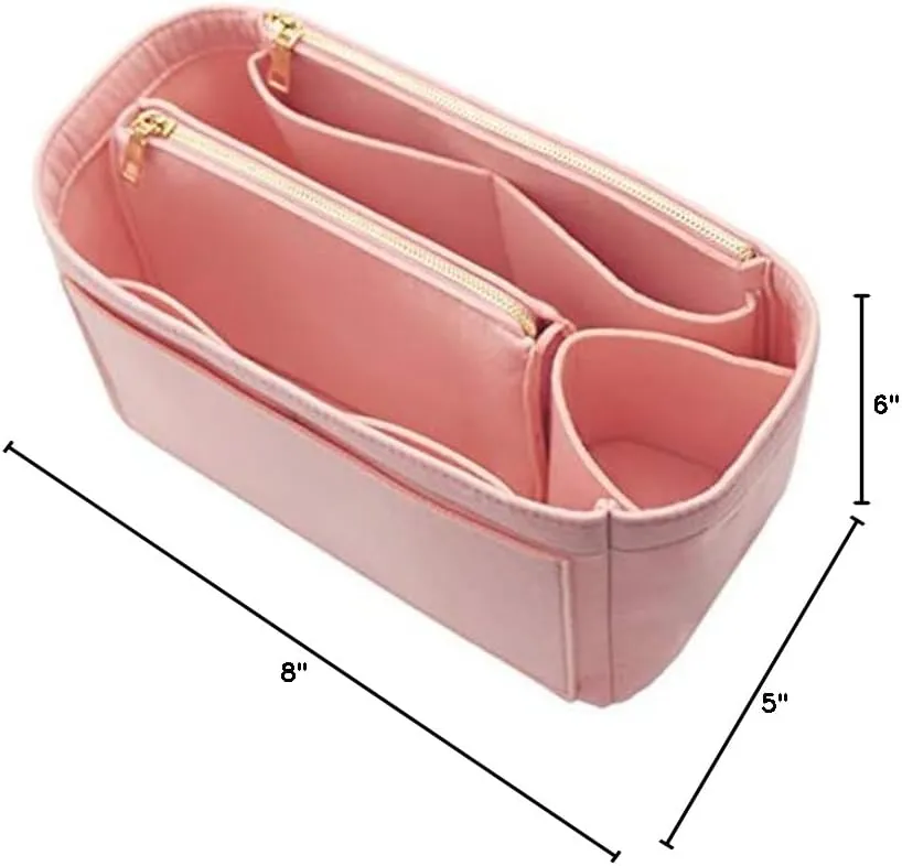 LEXSION Felt Purse Bag Organizer Insert with zipper Bag Tote Shaper Fit Speedy Neverful PM MM