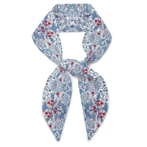 Liberty London Scarf -Choose Length - "Strawberry Thief" Blue William Morris Skinny Scarf Tie Headband, Handbag/Purse flair - Silky Tana Lawn Cotton - Choose Length