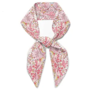 Liberty London Scarf -Choose Length - "Strawberry Thief" Pink William Morris Skinny Scarf Tie Headband, Handbag/Purse flair - Silky Tana Lawn Cotton - Choose Length
