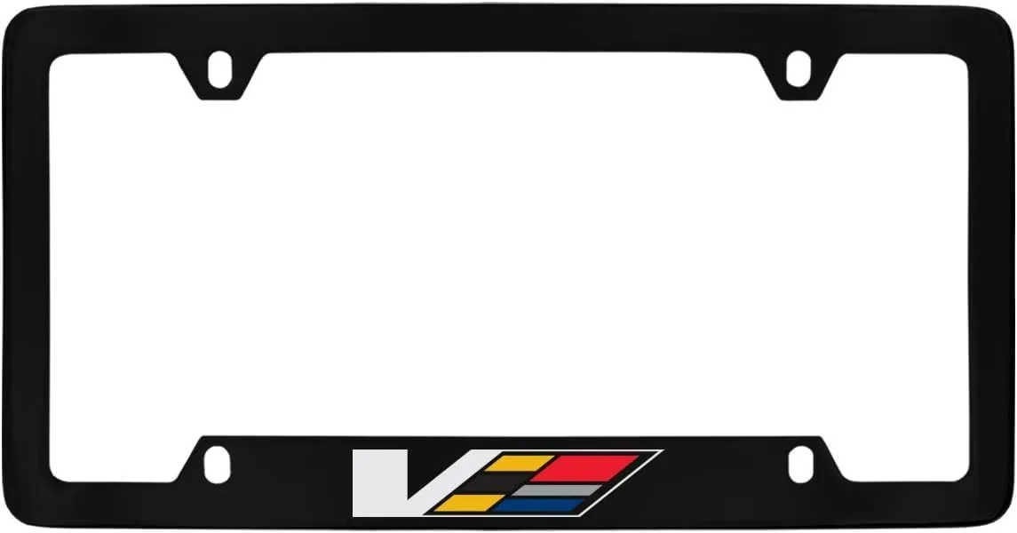 License Frame Inc. Cadillac V-Series Black Coated Metal Bottom Engraved License Plate Frame Holder