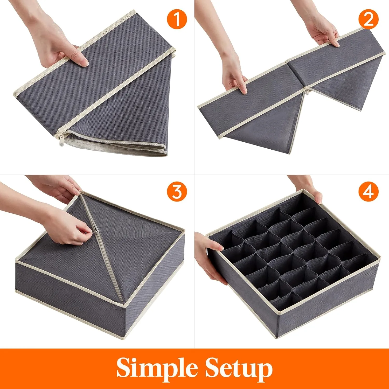 Lifewit Closet Underwear Drawer Organizer Divider, 12 Pieces Fabric Foldable Dresser Organizers and Storage Bins for Storing Lingerie, Bra, Undies, Gray