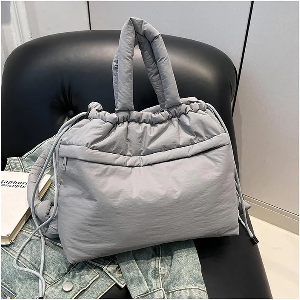 Lightweight Adjustable Cloud Backpack for Women, Multi-Way Carry Cotton Tote Bag with Magnetic Closure,Stylish Daypack (Gray)
