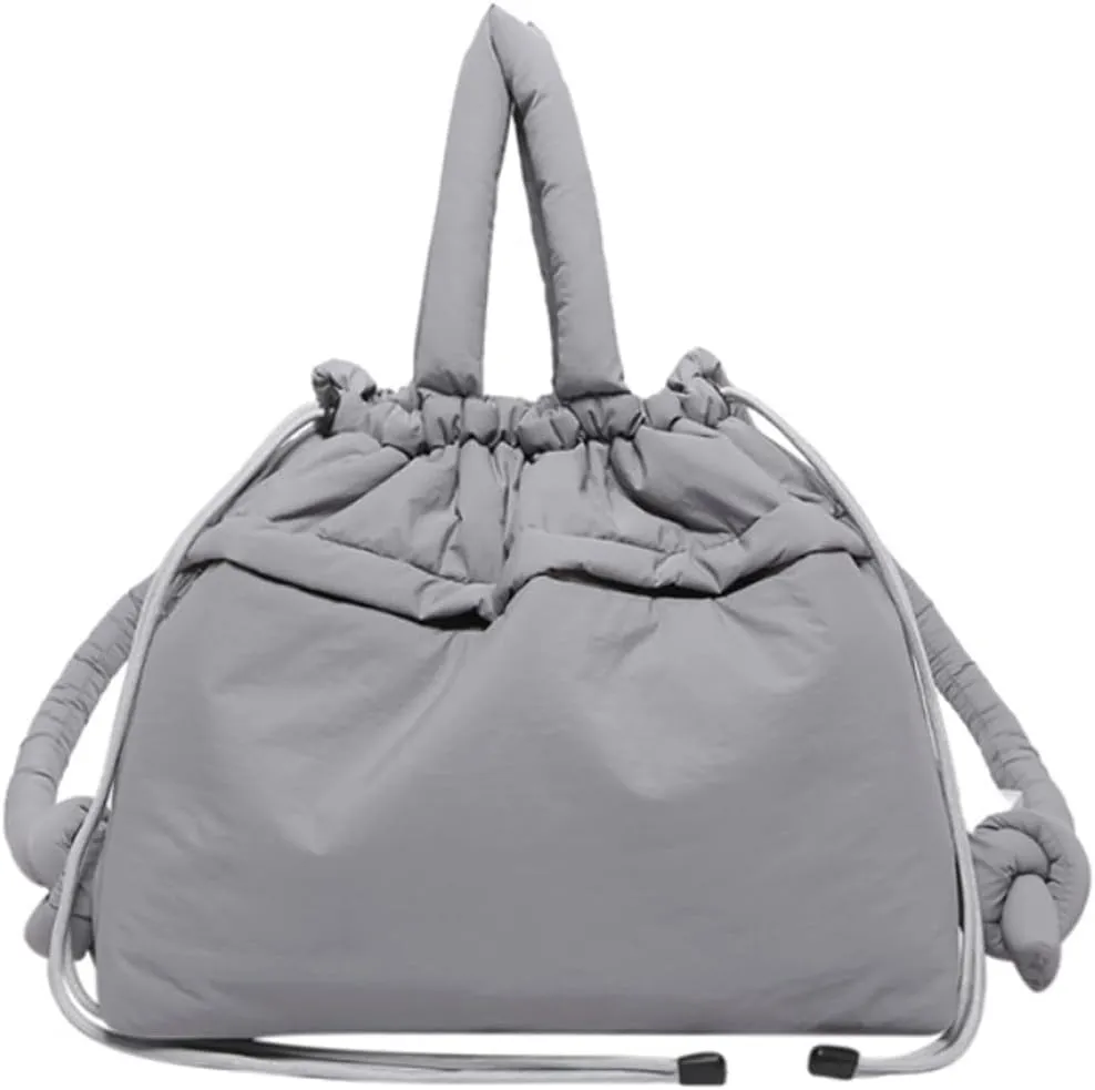 Lightweight Adjustable Cloud Backpack for Women, Multi-Way Carry Cotton Tote Bag with Magnetic Closure,Stylish Daypack (Gray)