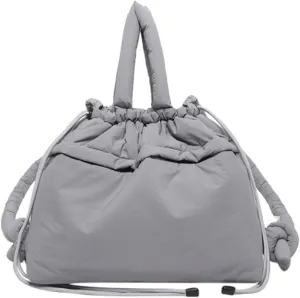 Lightweight Adjustable Cloud Backpack for Women, Multi-Way Carry Cotton Tote Bag with Magnetic Closure,Stylish Daypack (Gray)