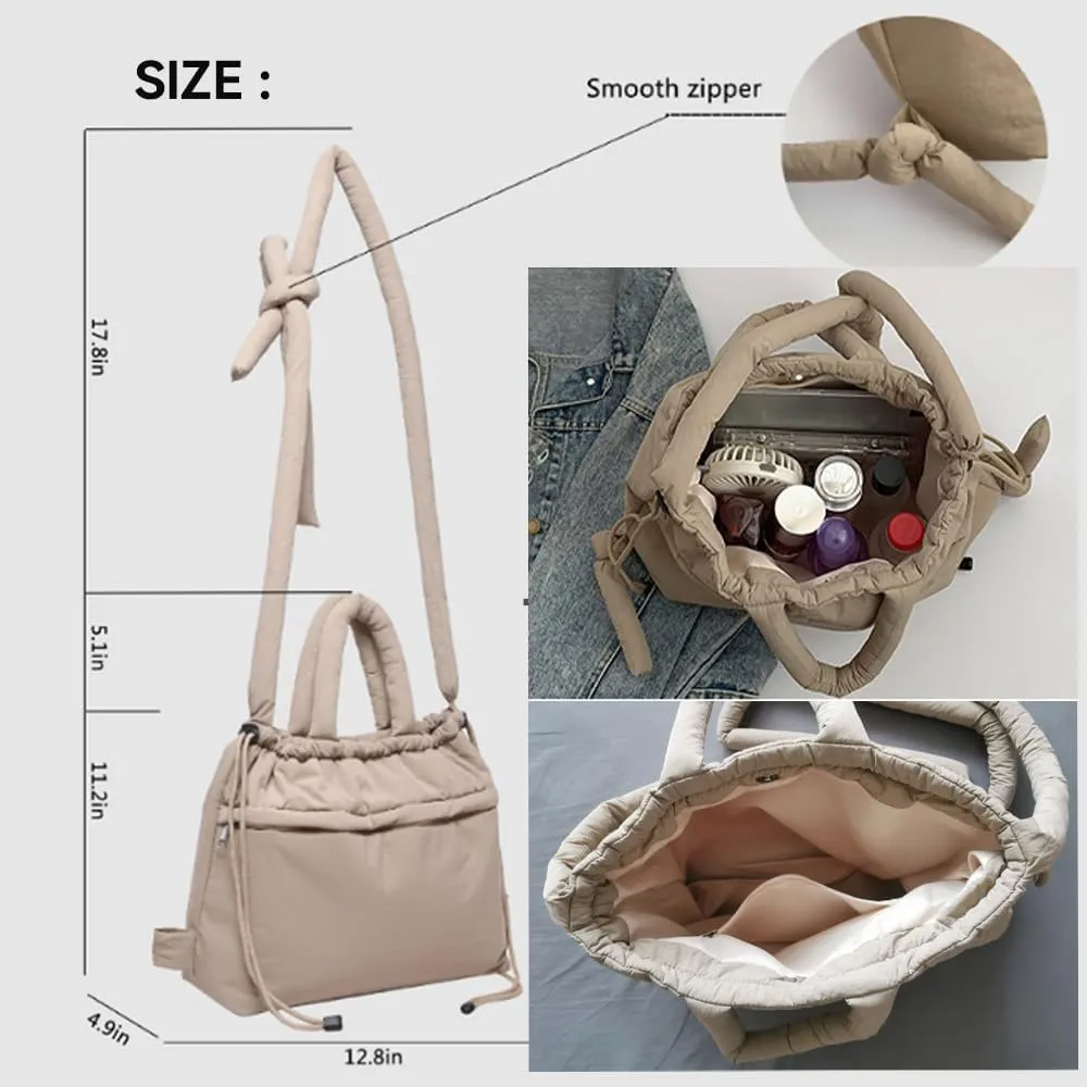 Lightweight Adjustable Cloud Backpack for Women, Multi-Way Carry Cotton Tote Bag with Magnetic Closure,Stylish Daypack (Gray)