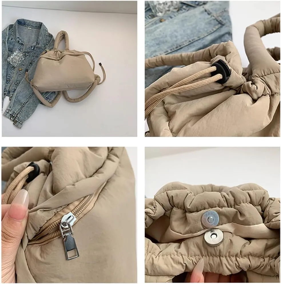 Lightweight Adjustable Cloud Backpack for Women, Multi-Way Carry Cotton Tote Bag with Magnetic Closure,Stylish Daypack (Gray)