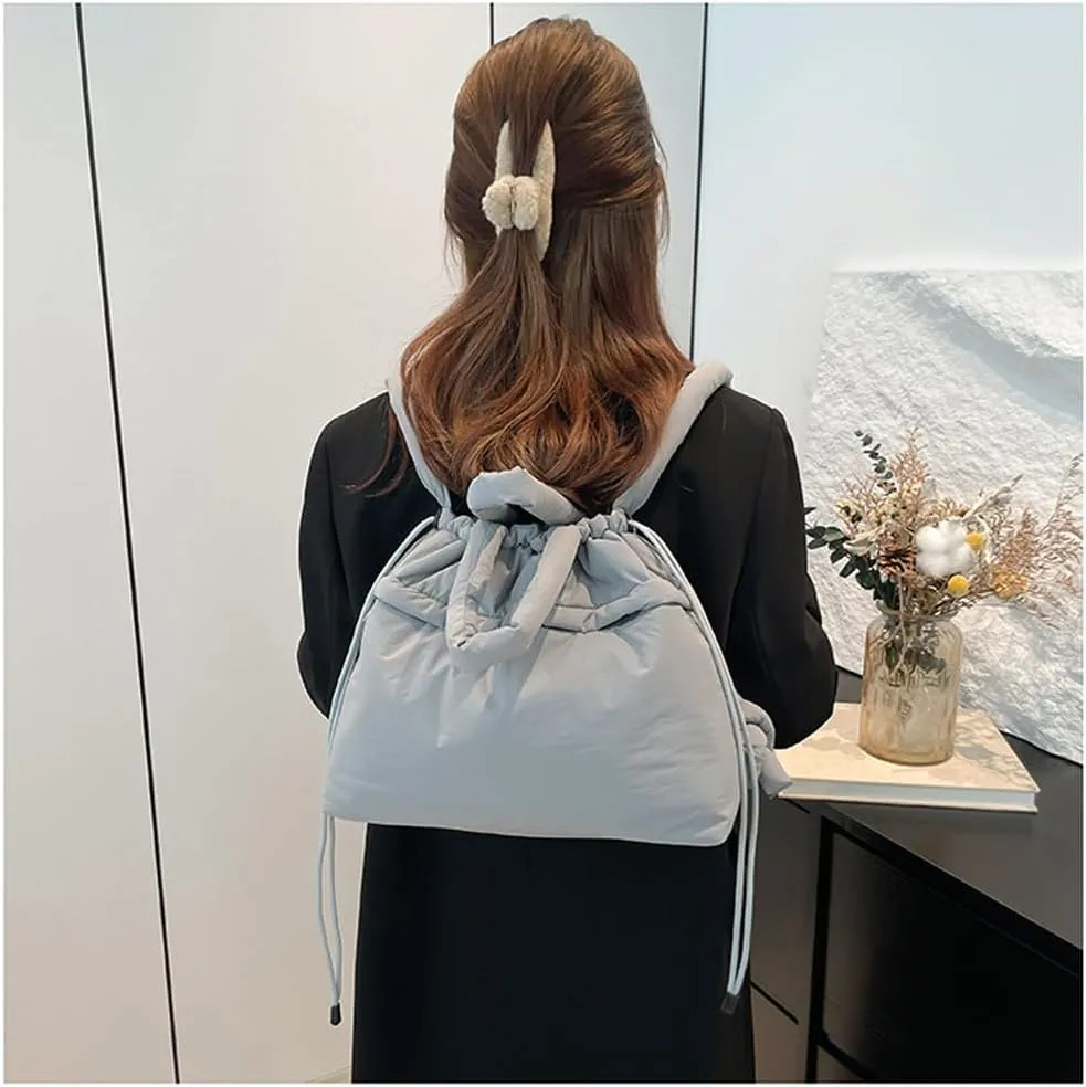 Lightweight Adjustable Cloud Backpack for Women, Multi-Way Carry Cotton Tote Bag with Magnetic Closure,Stylish Daypack (Gray)