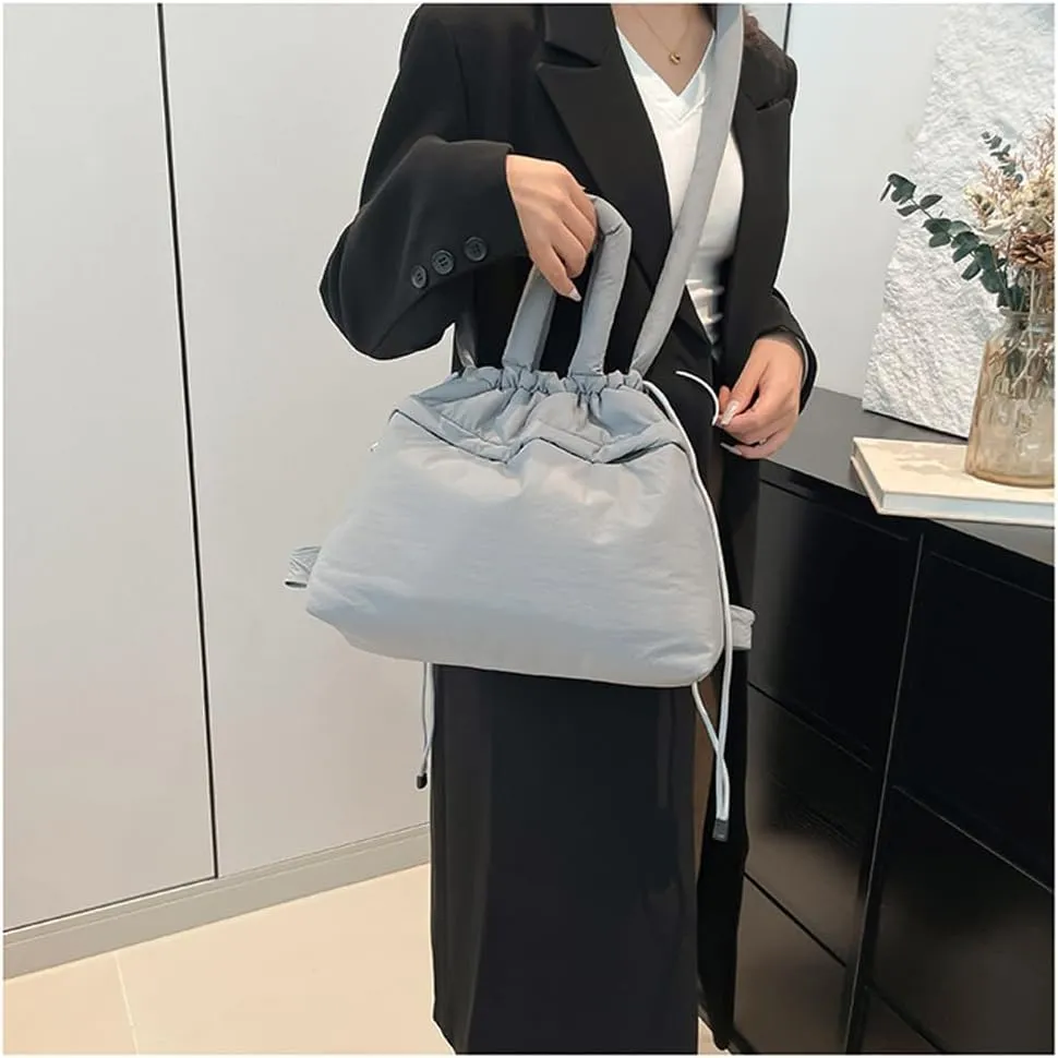 Lightweight Adjustable Cloud Backpack for Women, Multi-Way Carry Cotton Tote Bag with Magnetic Closure,Stylish Daypack (Gray)