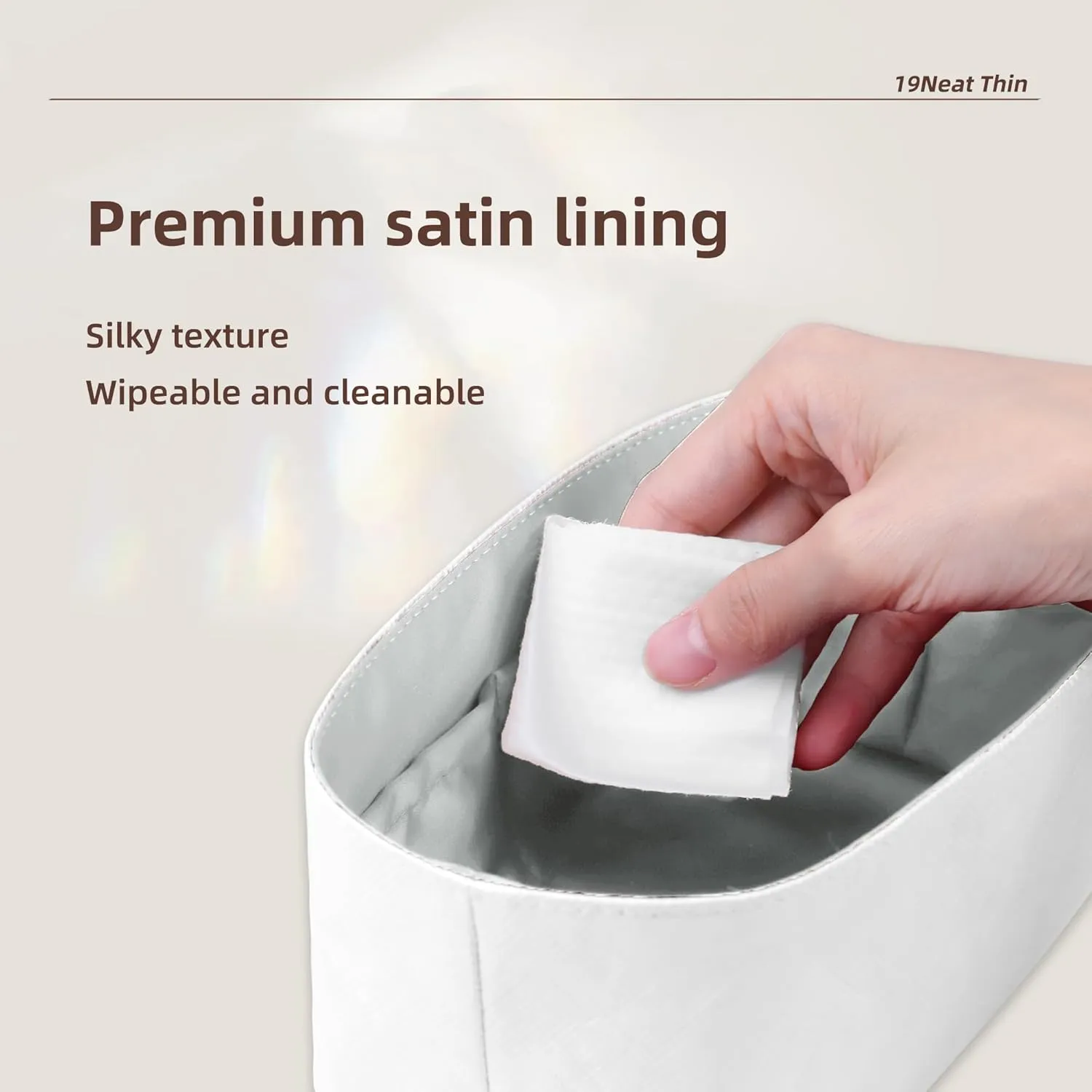 Lightweight Purse Insert Compatible with Long-champ Le Pliage Mini Handbag, Waterproof Dupontpaper Surface and Silky Satin Lining (Mini, Peral Grey)