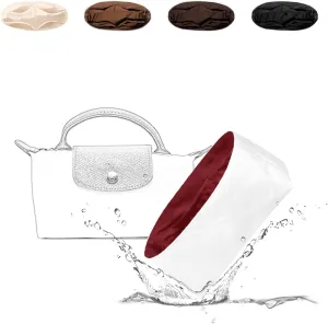Lightweight Purse Insert Compatible with Long-champ Le Pliage Mini Handbag, Waterproof Dupontpaper Surface and Silky Satin Lining (Mini, Ruby)