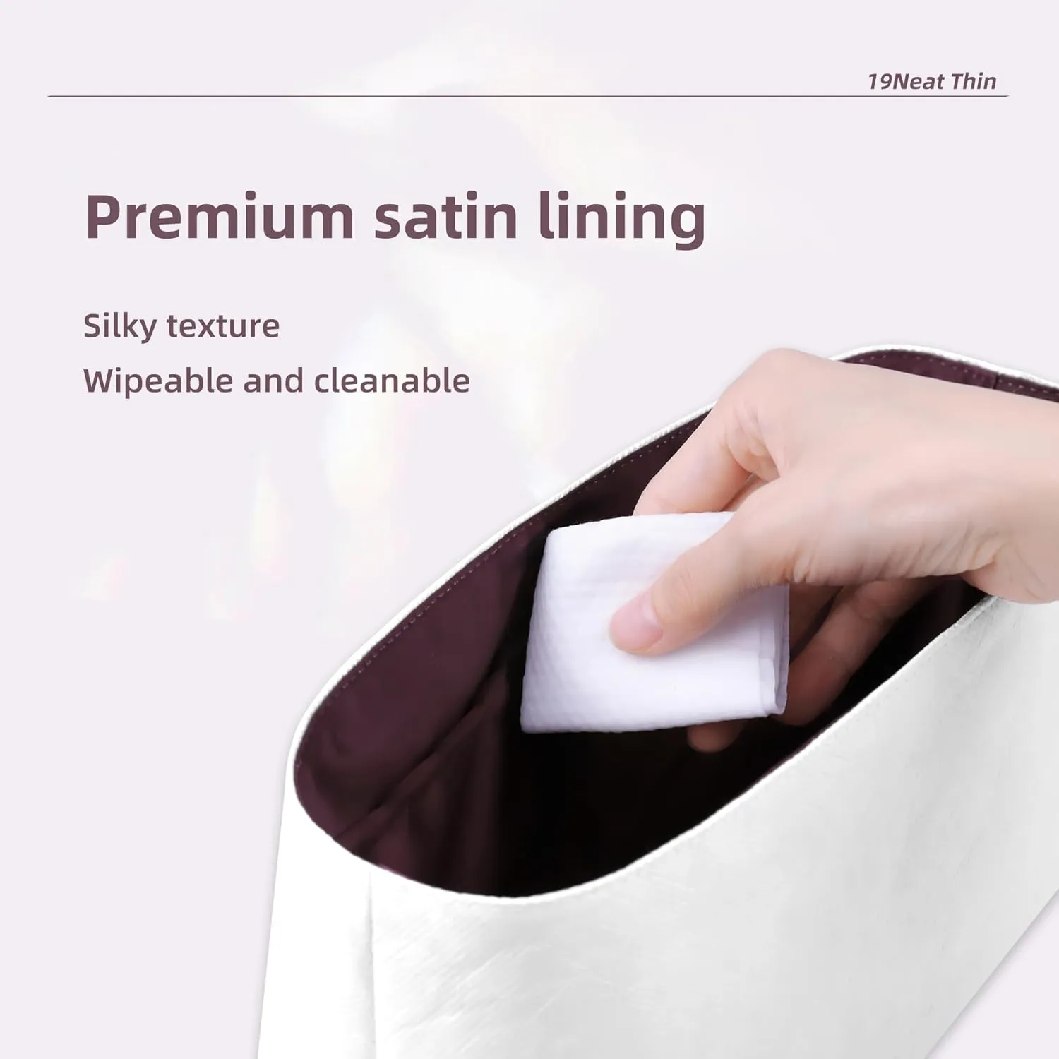 Lightweight Purse Insert Fit for LV Carryall, Waterproof Dupontpaper Surface and Silky Satin Lining (MM, Cassis)