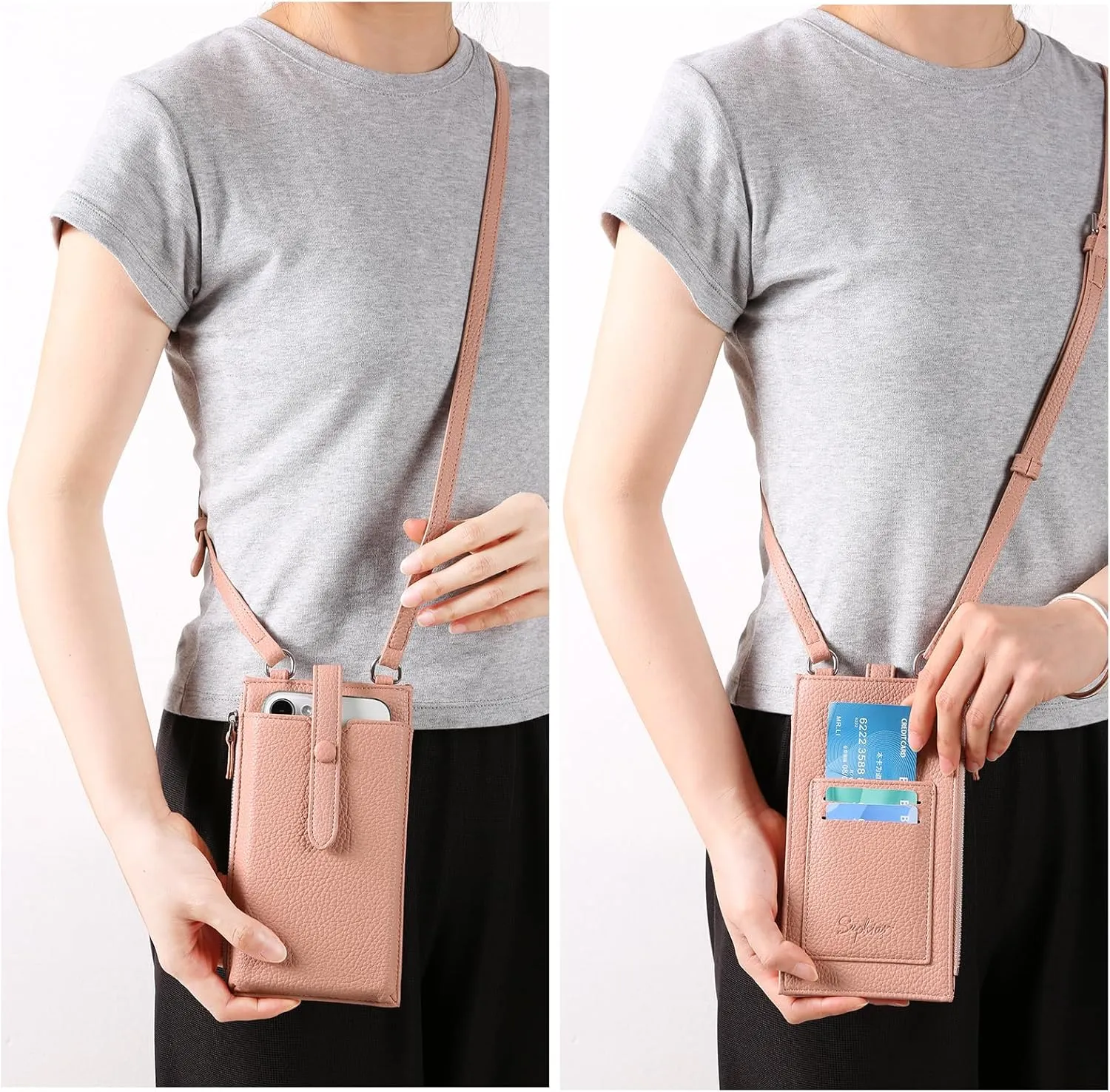 Lightweight Small Crossbody Bags for Women Vegan Leather Cell Phone Purses with Adjustable Strap and Card Slots