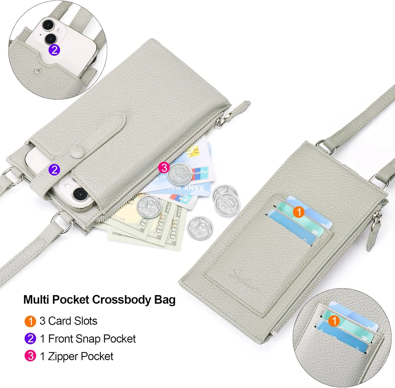 Lightweight Small Crossbody Bags for Women Vegan Leather Cell Phone Purses with Adjustable Strap and Card Slots