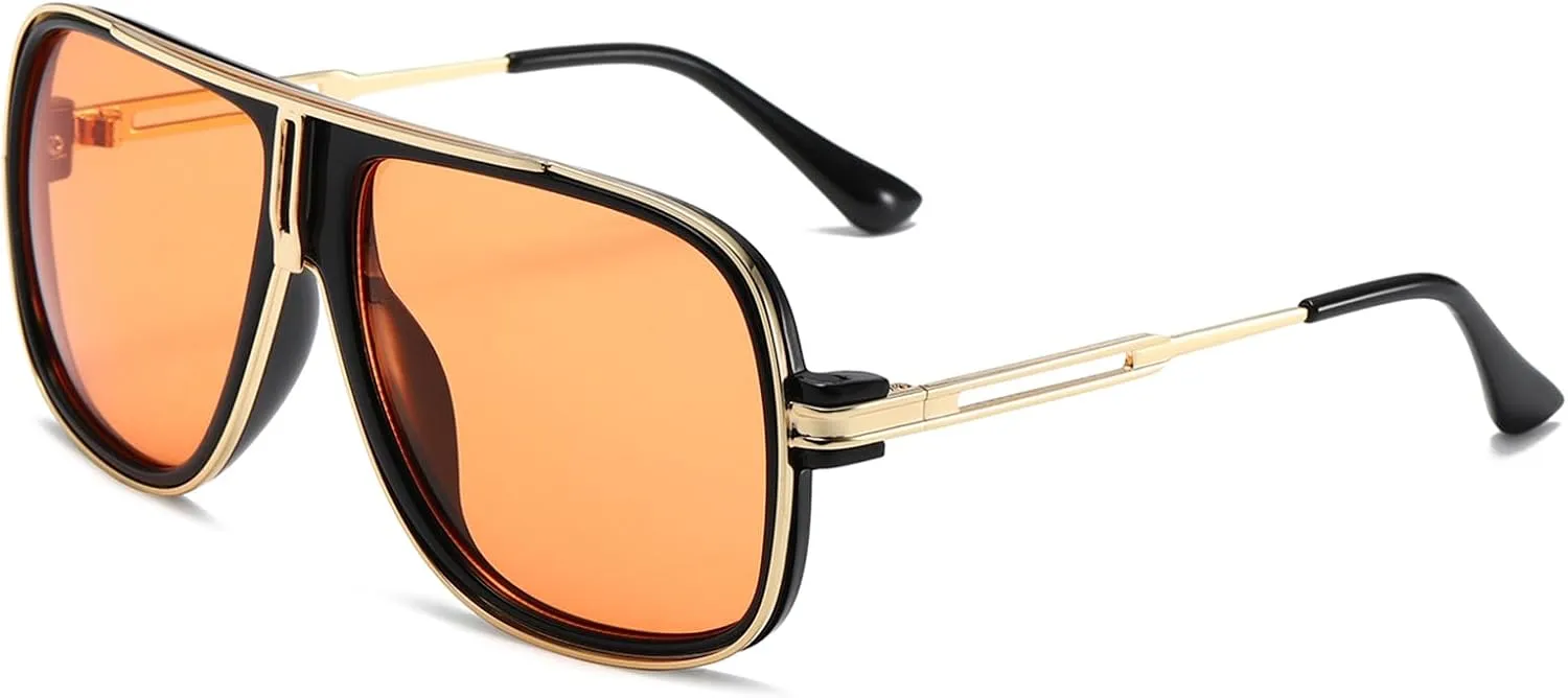 LIXX Retro '80s-Style Pilot Sunglasses with Luxe Gold Accents, UV400 Protection, Metal Frame, and Cowboy Chic