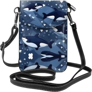 LLKGO TBlue Killer Whale Pattern Crossbody bag, mobile phone bag, women's small wallet, a practical gift suitable for going out, exercising, and shopping