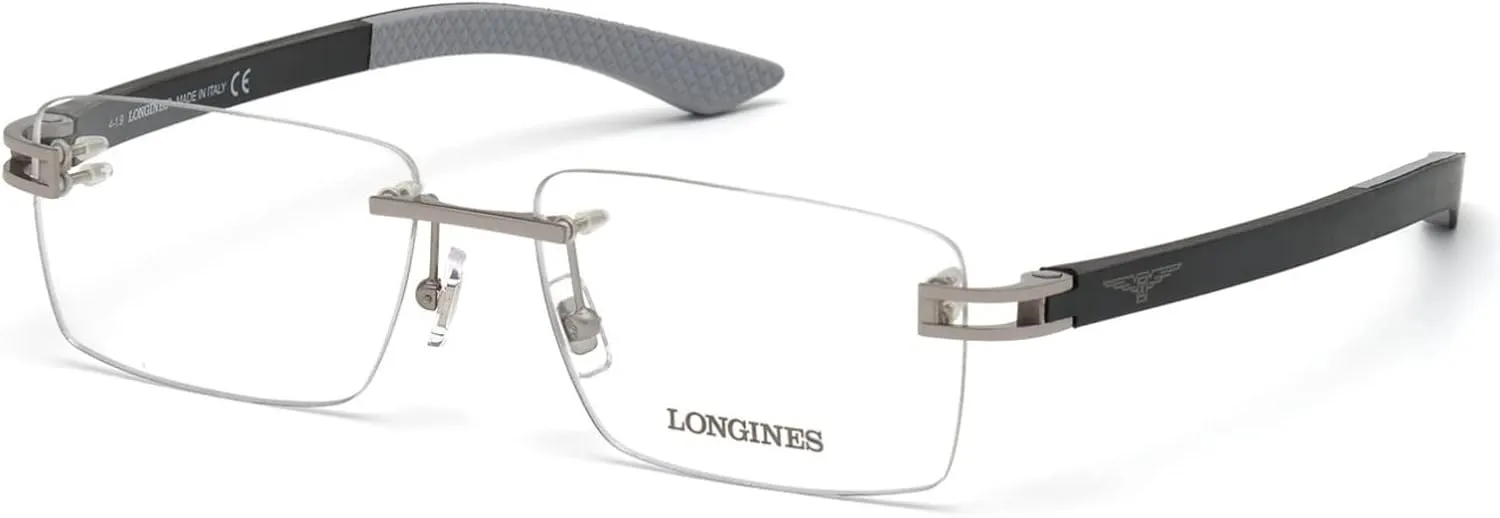 Longines Eyeglasses LG 5006 -H 014 Shiny Light Ruthenium, Rubberized Black & Gre