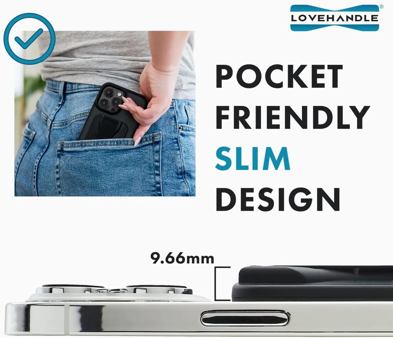 LoveHandle PRO MagSafe Compatible Magnetic Phone Grip w/Kickstand - Mount, Strap and Stand for Smartphone and Tablet - MagSafe Ring Included - Fits All Devices - Black Leopard