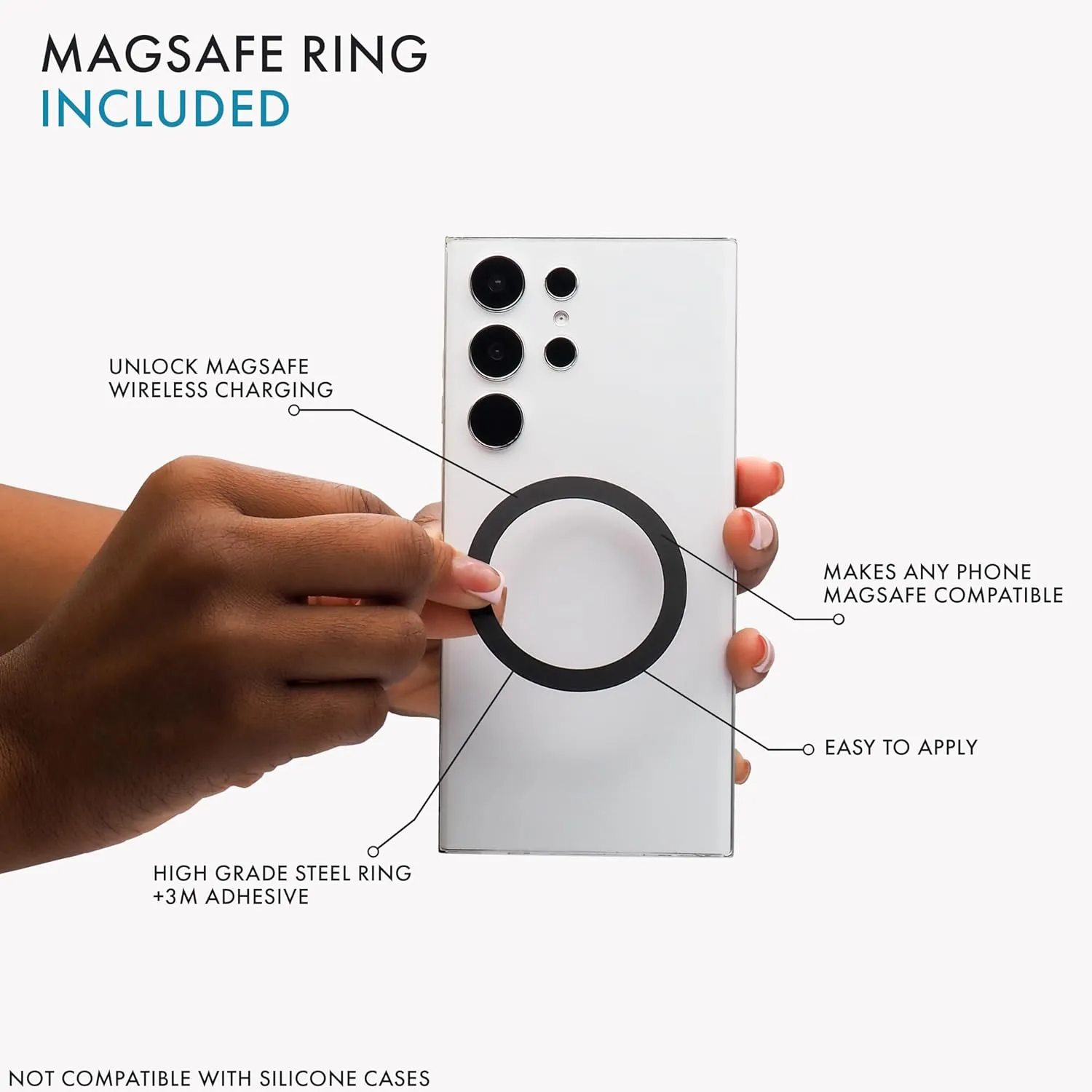 LoveHandle PRO MagSafe Compatible Magnetic Phone Grip w/Kickstand - Mount, Strap and Stand for Smartphone and Tablet - MagSafe Ring Included - Fits All Devices - Black Leopard