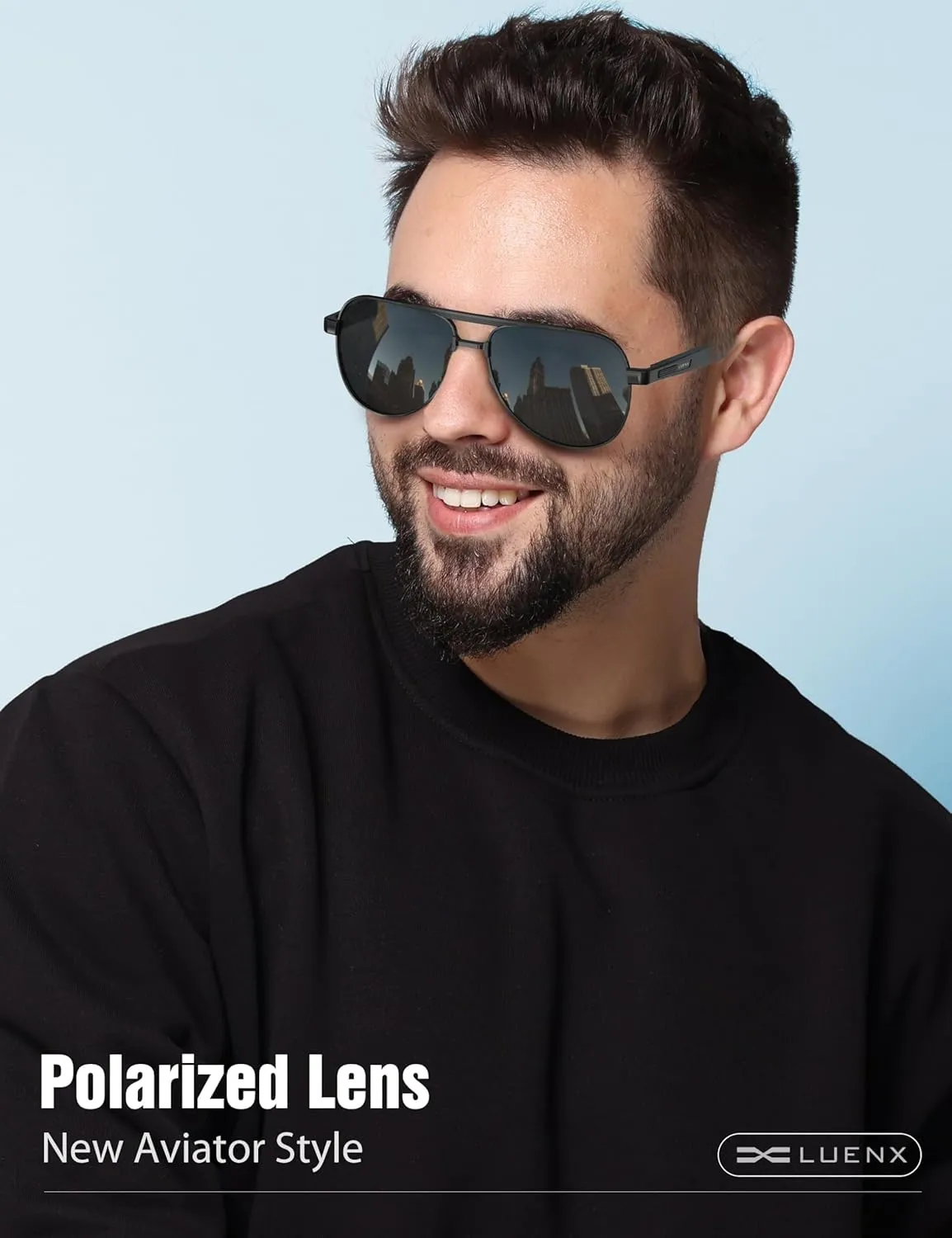 LUENX Aviator Sunglasses for Men Polarized Trendy Shades Driving UV 400 Protection