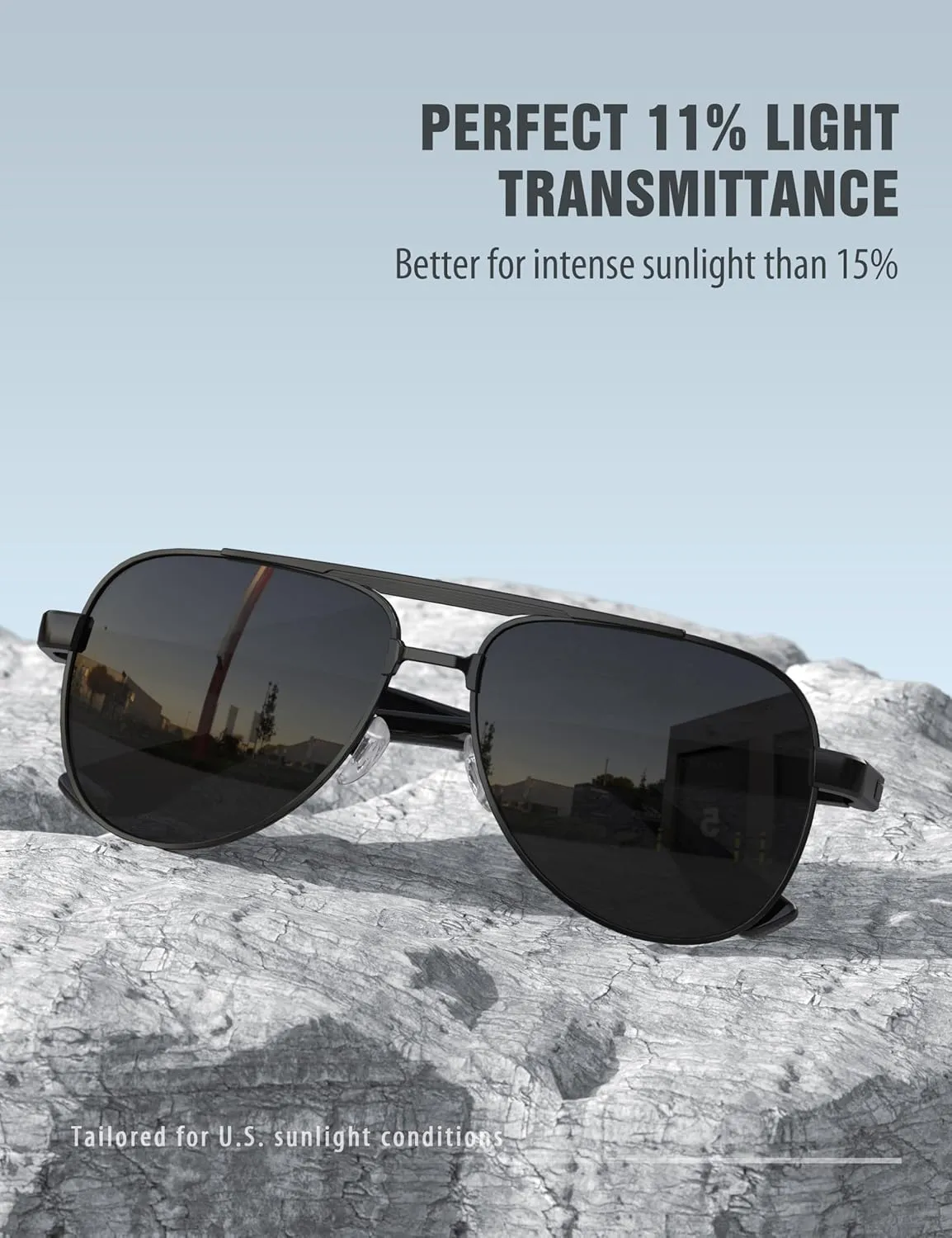LUENX Aviator Sunglasses for Men Polarized Trendy Shades Driving UV 400 Protection