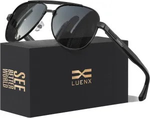 LUENX Aviator Sunglasses for Men Polarized Trendy Shades Driving UV 400 Protection