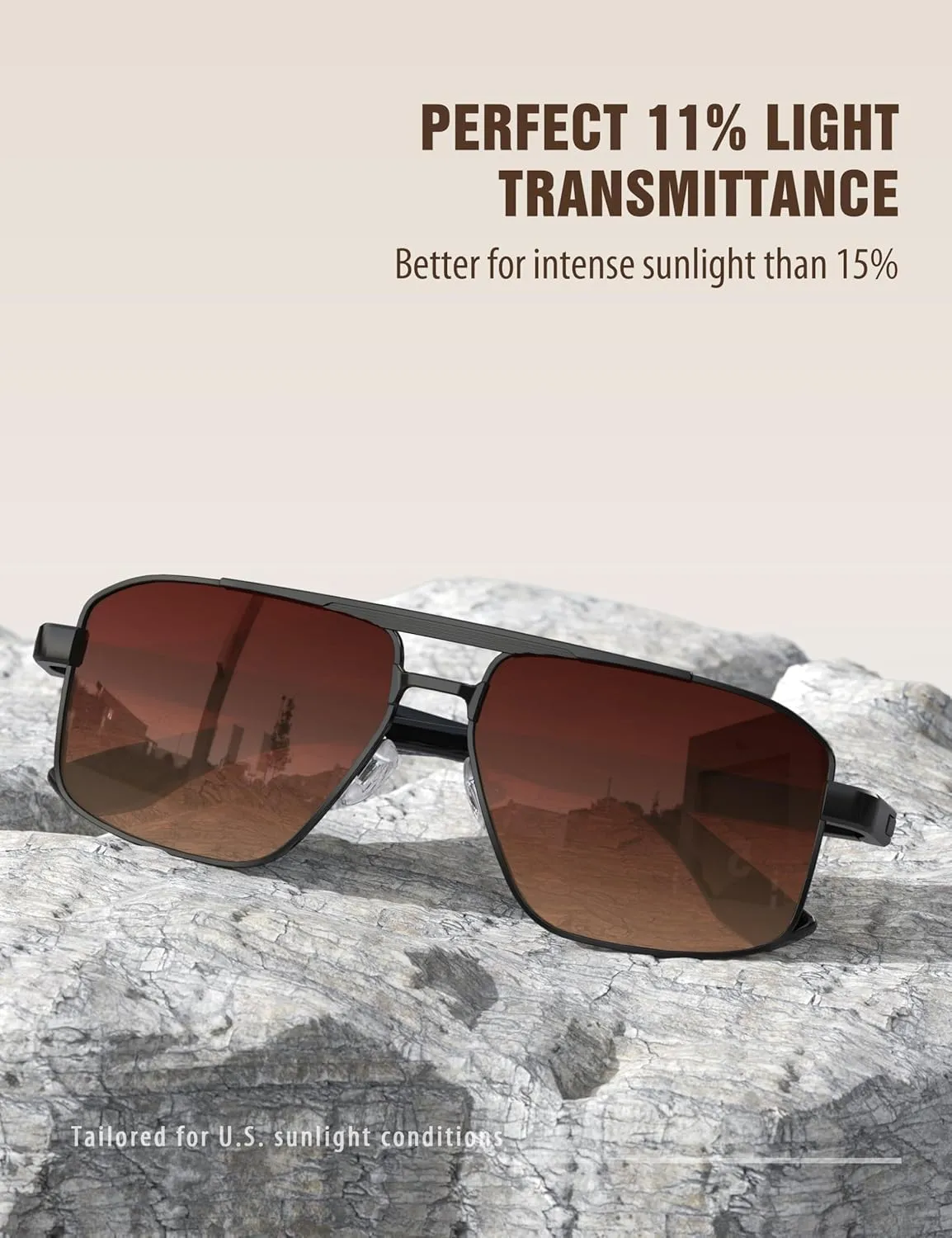 LUENX Aviator Sunglasses for Men Retro Square Polarized Polygon Shades UV 400 Protection