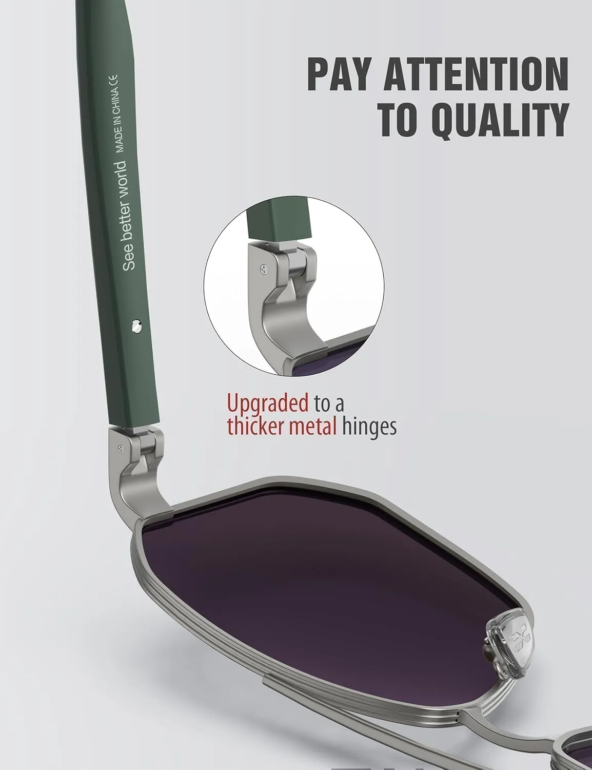 LUENX Aviator Sunglasses for Men Square Polarized Polygon Lens - UV 400 Protection with Accessories 61MM Driving Outdoor