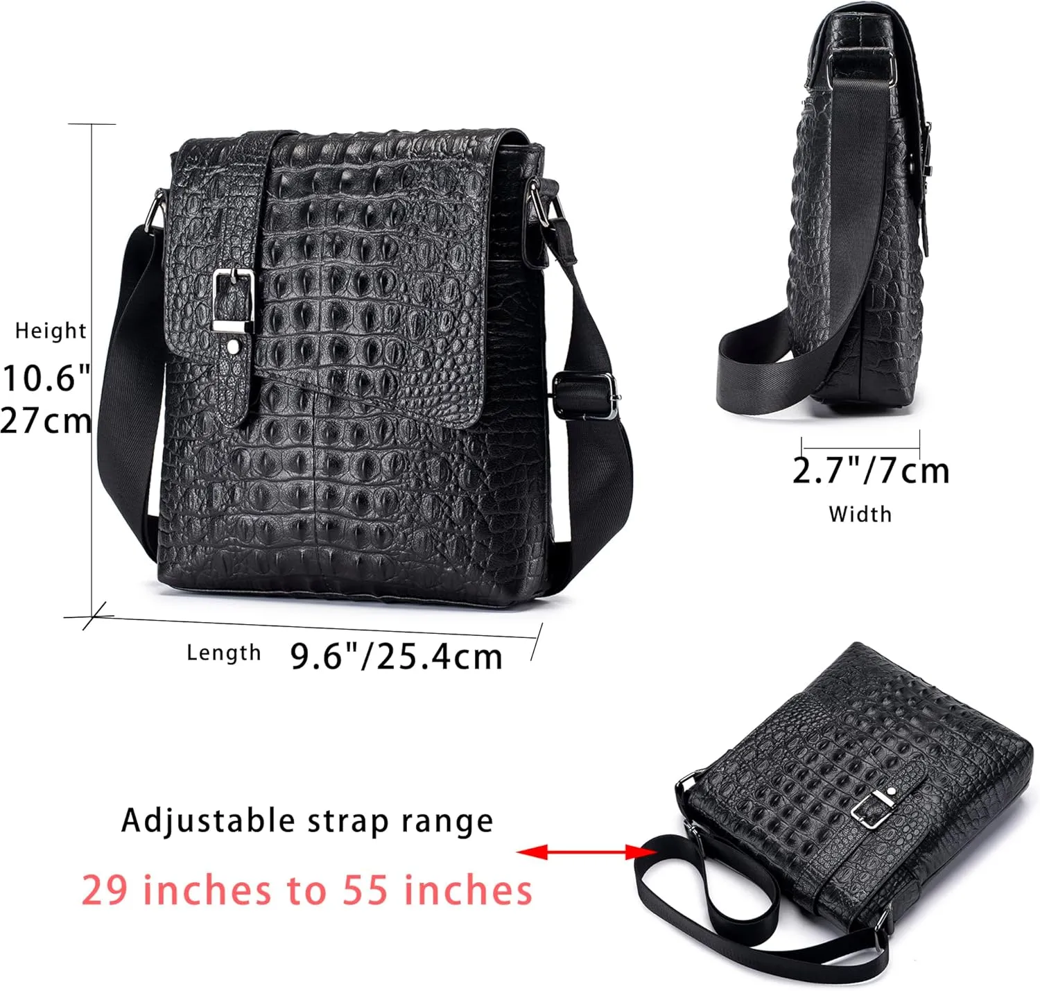 LUKZIJAES Genuine Leather Shoulder Bag Men Messenger Handbag Lightweight Sling Crossbody Bag