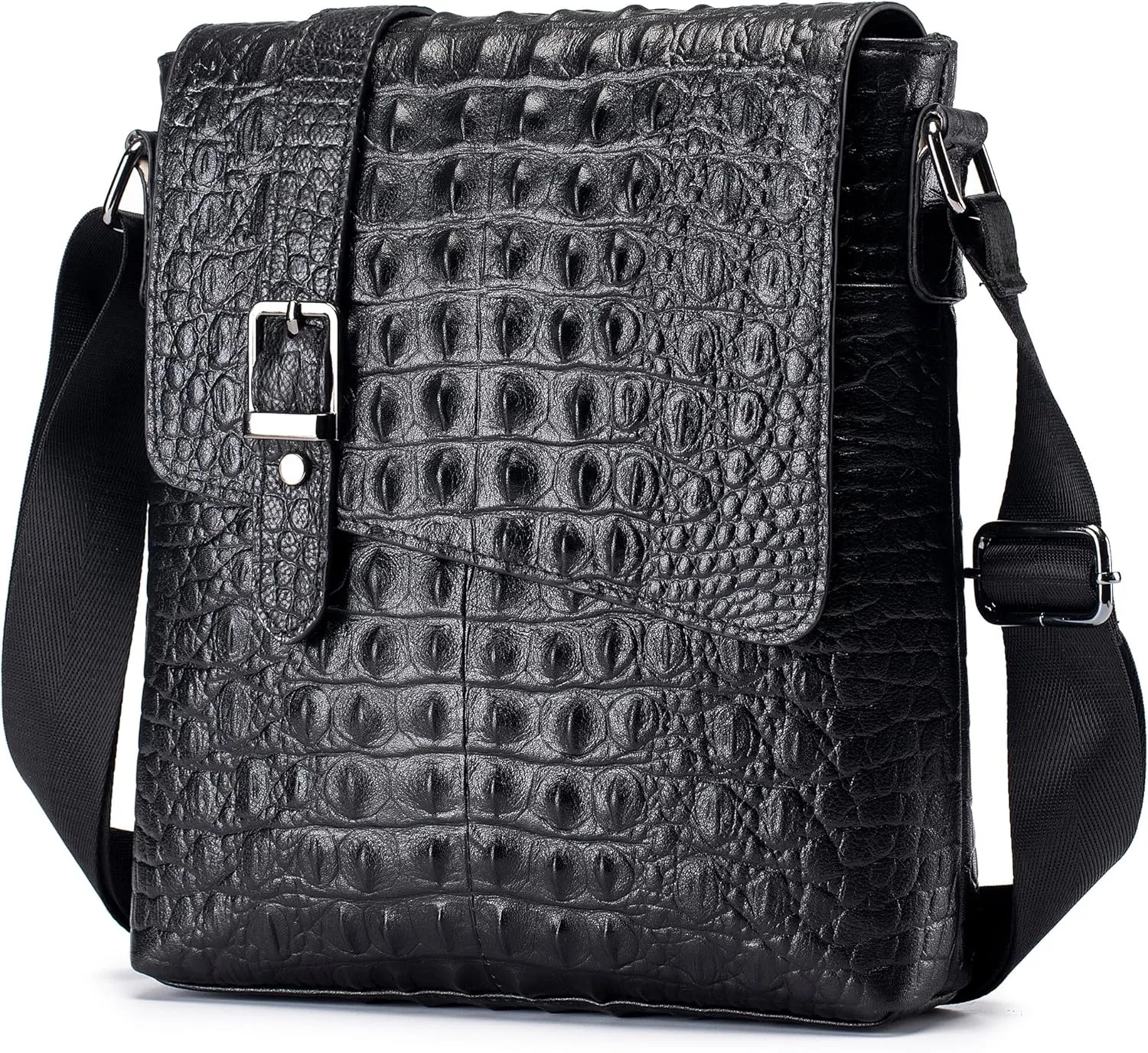 LUKZIJAES Genuine Leather Shoulder Bag Men Messenger Handbag Lightweight Sling Crossbody Bag