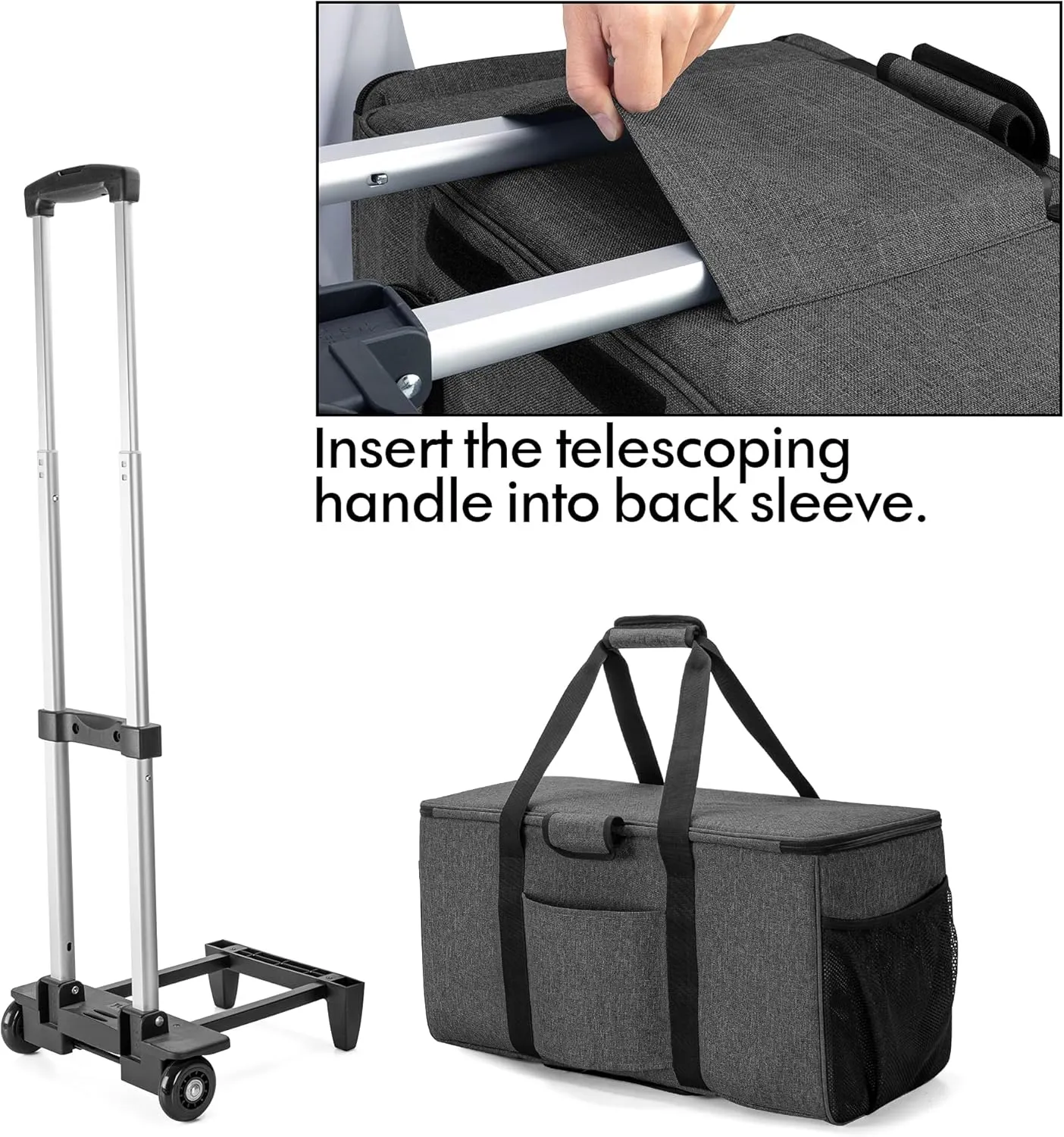 LUXJA Rolling Tote Compatible with Cricut Maker (Explore Air) and Easy Press (9 inches x 9 inches), Die-Cut Machine Carrying Case with Wheels (Come with a Detachable Dolly), Black