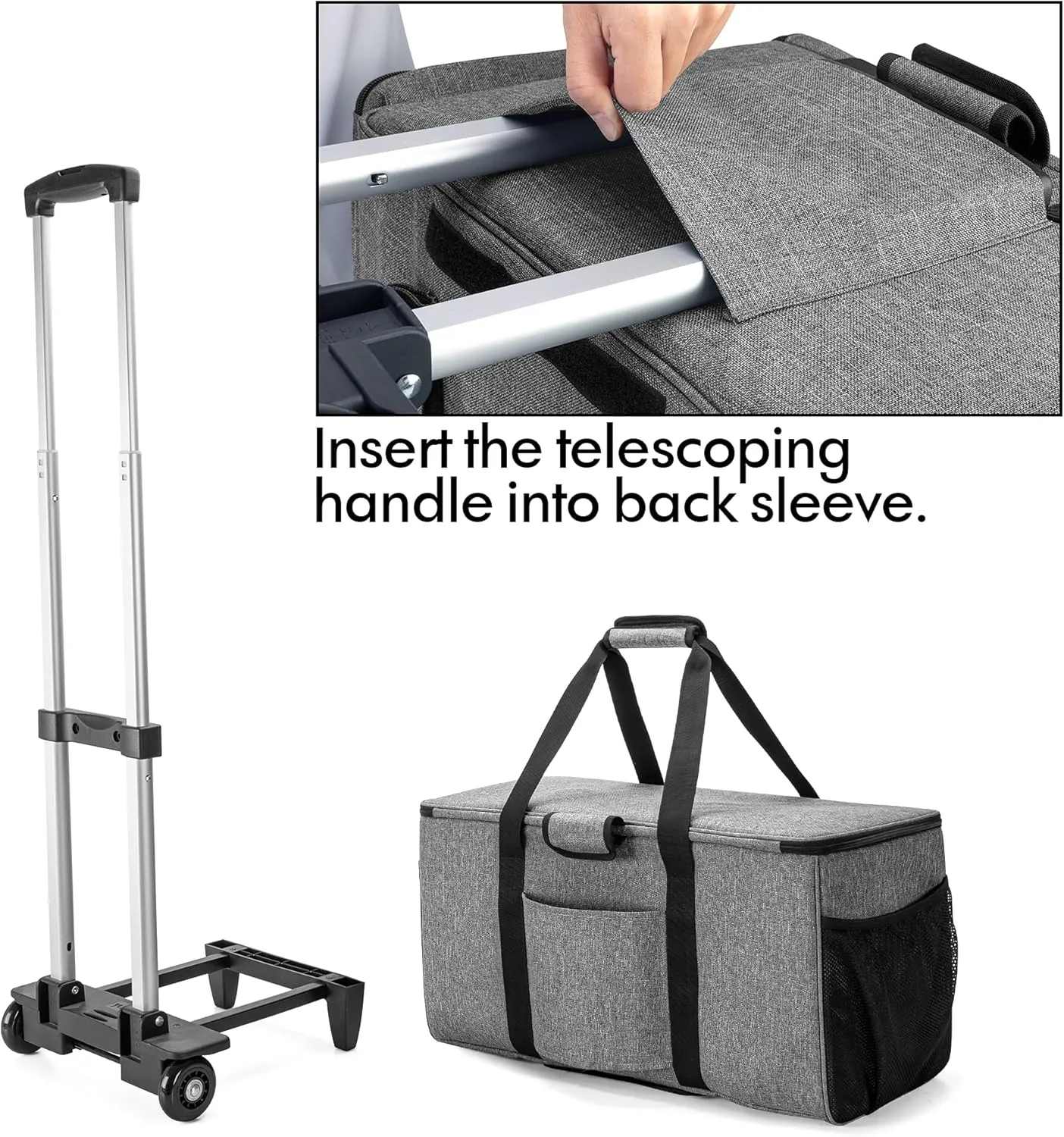 LUXJA Rolling Tote Compatible with Cricut Maker (Explore Air) and Easy Press (9 inches x 9 inches), Die-Cut Machine Carrying Case with Wheels (Come with a Detachable Dolly), Gray