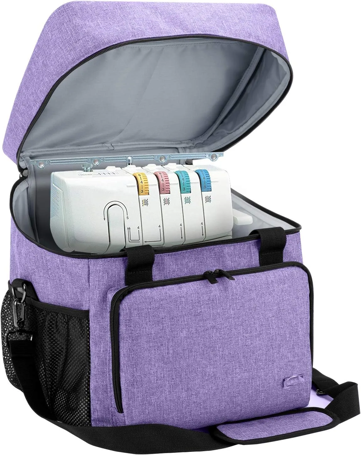 LUXJA Serger Case for Most Standard Overlock Machines, Serger Bag with Accessories Storage Pockets (Patented Design), Purple