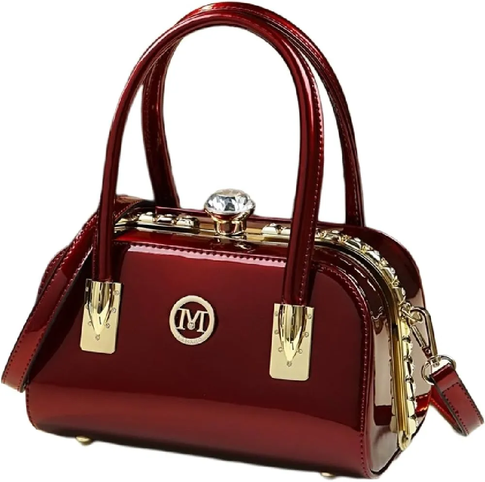 Luxury Fashion Leather Women Evening Bag, Small Top Handle Satchel Crossbody Handbag, Diamonds Purse for Party, Cosmetic Bag