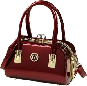 Luxury Fashion Leather Women Evening Bag, Small Top Handle Satchel Crossbody Handbag, Diamonds Purse for Party, Cosmetic Bag