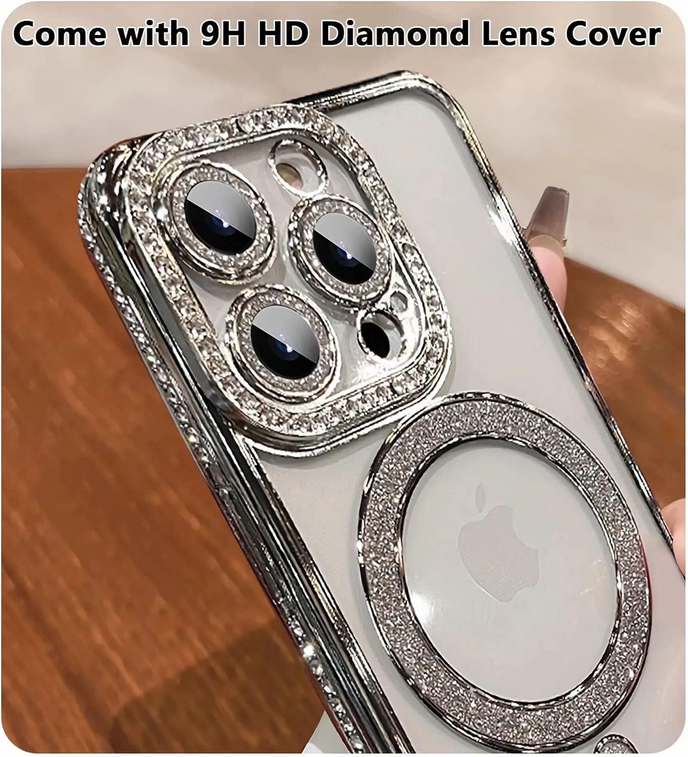 LXK Magnetic Case for iPhone 16 Pro Max 6.9" [Compatible with MagSafe] Military-Grade Protection, Clear Cute Glitter Bling Cover Sparkle Diamond Camera Protection Case for 16 ProMax Women Girls, Gold