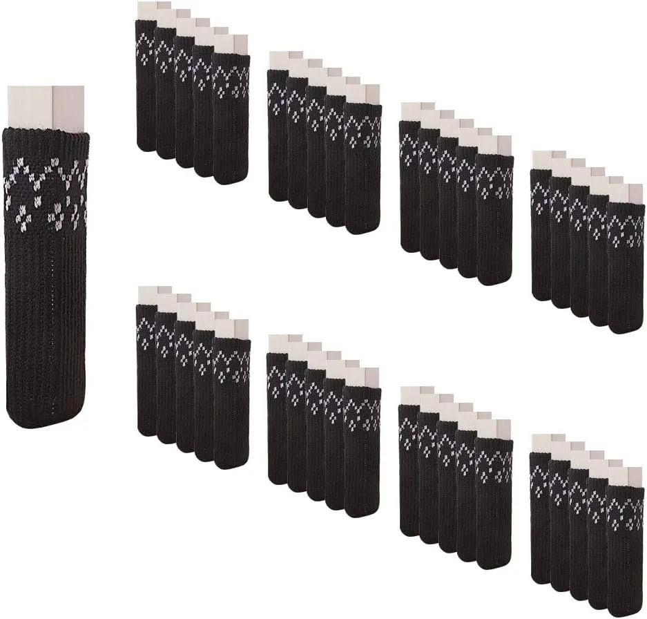 LZYMSZ Knitted Chair Leg Protectors, 40PCS Chair Leg Socks Non Slip No Scratch No Noise Furniture Table Feet Covers, Elastic Knitting Wool Furniture Socks Sliders for Hardwood Floors