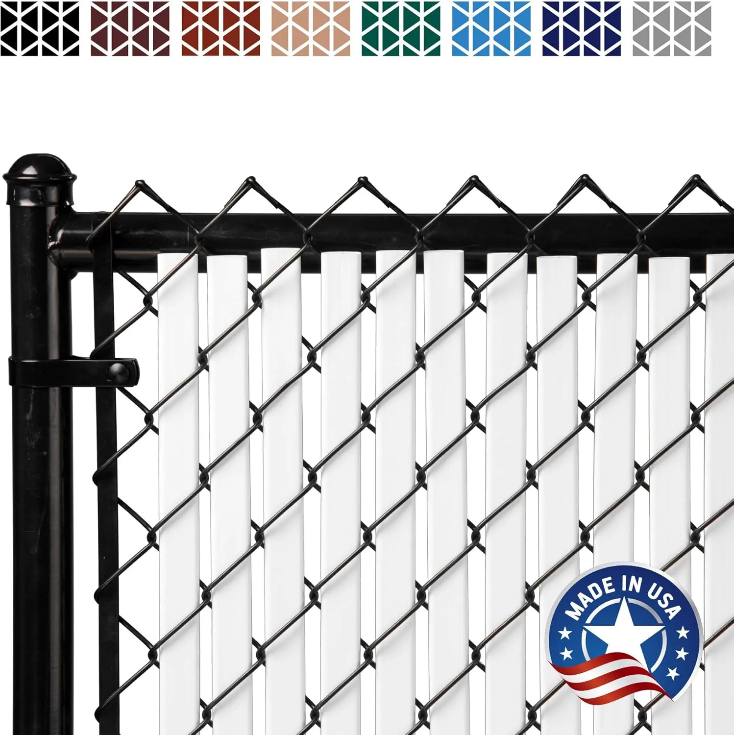 Made in America Privacy Inserts for Chain-Link Fence, Double-Wall Vertical Bottom-Locking Slats for 5' Fence Height (White)