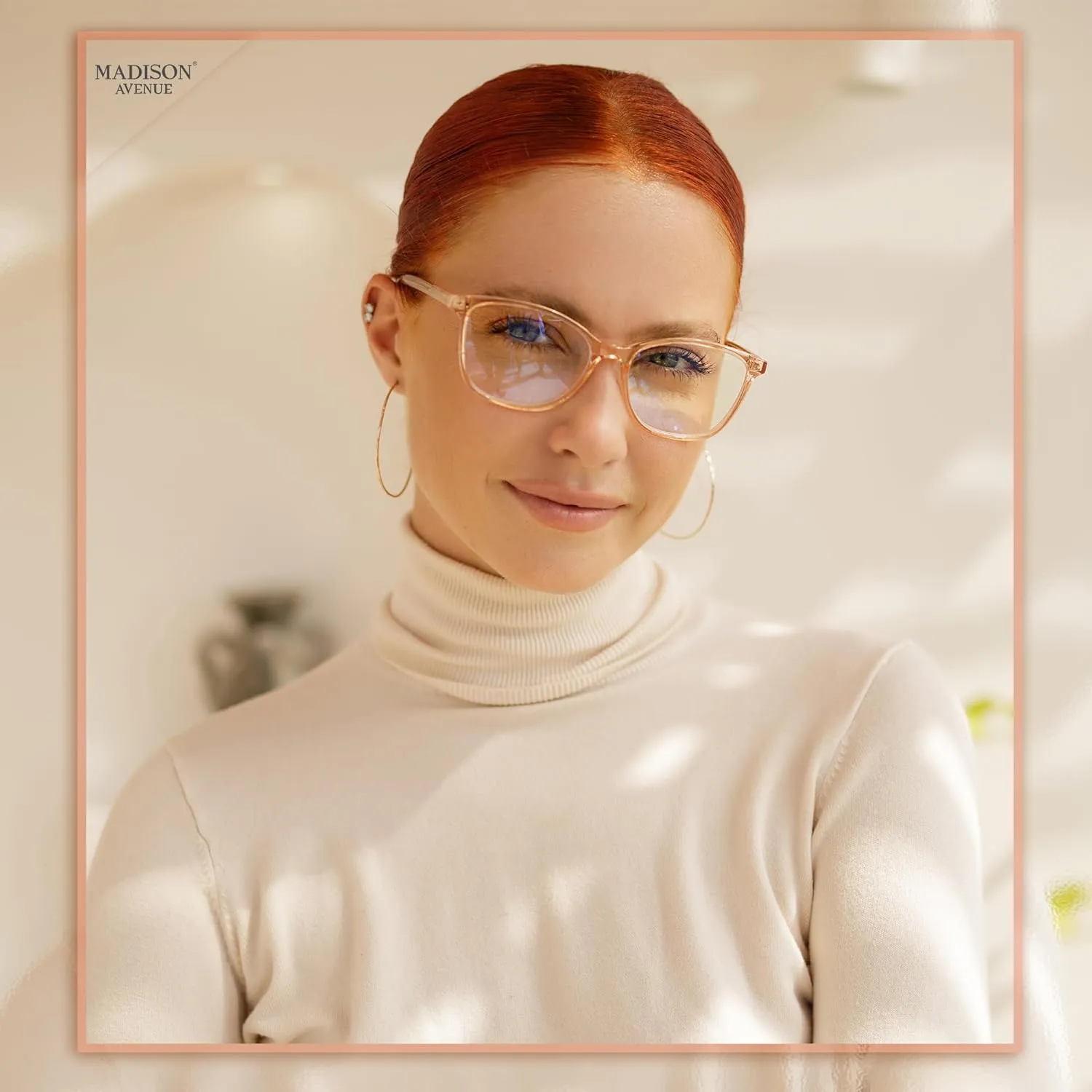 Madison Avenue 2 Pack Square Vintage TR90 Blue Light Blocking Reading Glasses for Women, Anti Glare/Eyestrain Computer Readers Blue/Brown 1.0