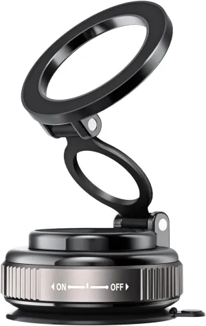 Magnetic Car Phone Holder for MagSafe: 28 LBS Strong Suction Vacuum Phone Mount for Men/Women - 360° Rotatable Adjustable Portable Cell Phone Stand for iPhone 12-16 Pro Max Plus (Obsidian Black)