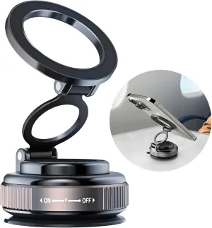 Magnetic Car Phone Holder for MagSafe: 28 LBS Strong Suction Vacuum Phone Mount for Men/Women - 360° Rotatable Adjustable Portable Cell Phone Stand for iPhone 12-16 Pro Max Plus