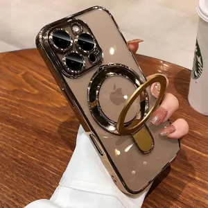 Magnetic Case for iPhone 16 Pro Max Case Invisible Stand [Military Drop Protection][Compatible with MagSafe] Full Camera Protection Soft TPU for iPhone 16 ProMax 6.9 Inches-Gold
