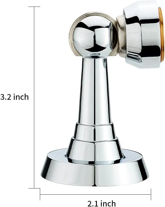 Magnetic Door Stop Brass Heavy Duty Door Stopper Keep Door Open Door Catch Holder with Screws for Wall & Floor Mount, 2P, Bright Chrome