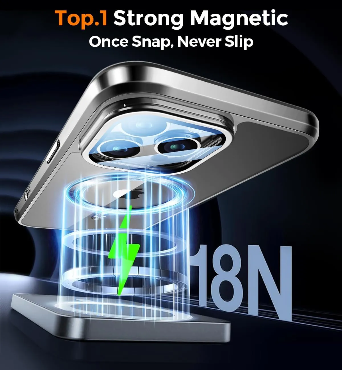 Magnetic for iPhone 16 Pro Max Case with Camera Cover Stand[Built-in 9H Lens Protection Glass Cover]Compatible with Magsafe]Military-Grade Protection Electroplated Bumper,CD Ring,Slim Phone Case-Grey