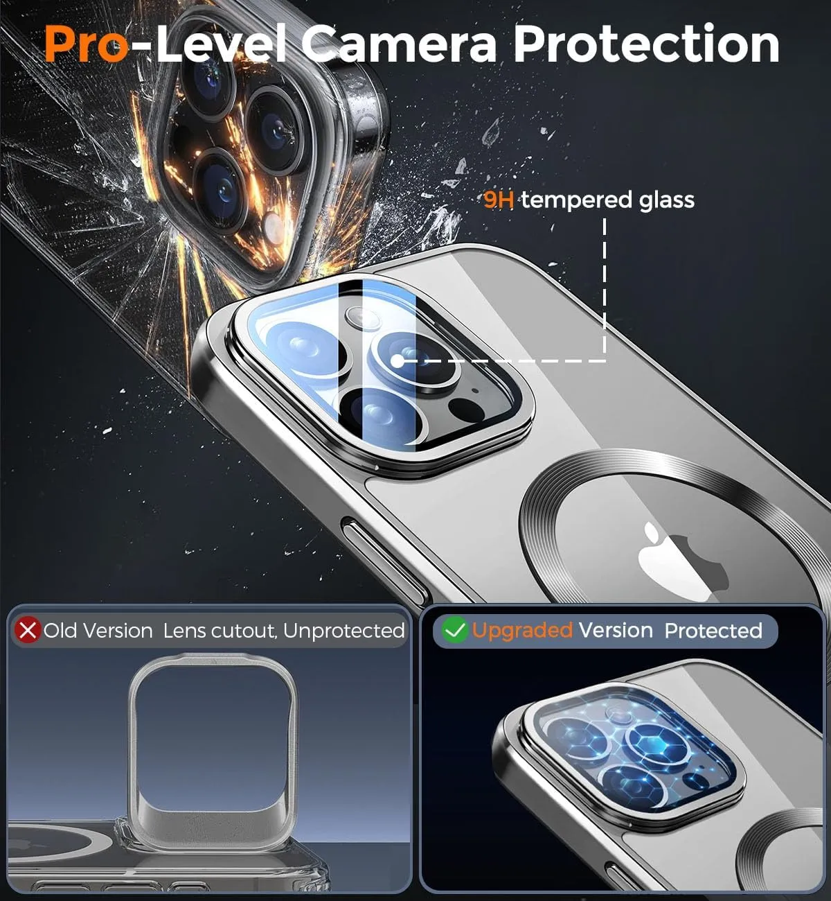 Magnetic for iPhone 16 Pro Max Case with Camera Cover Stand[Built-in 9H Lens Protection Glass Cover]Compatible with Magsafe]Military-Grade Protection Electroplated Bumper,CD Ring,Slim Phone Case-Grey