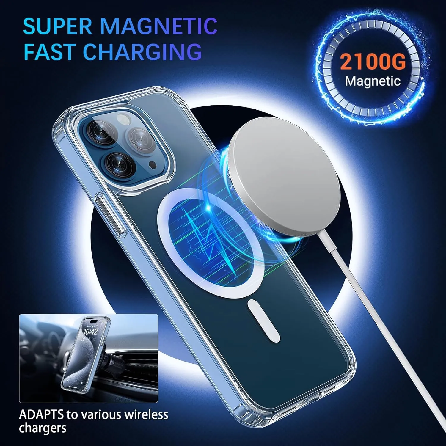 Magnetic for iPhone X/XS Case,Compatible with MagSafe,Not Yellowing＆Military Grade Protection,Ultra Thin Shockproof Phone Case for iPhone X/XS-Clear