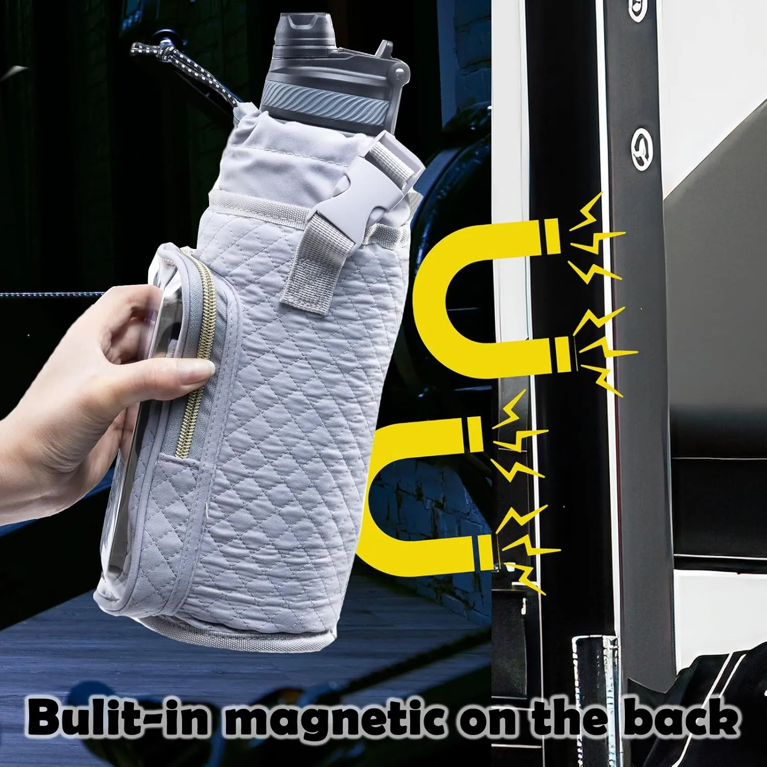 Magnetic Gym Bag Bottle Holder - Phone Holder - Bottle Sling Bag Essentials, Gym Gifts for Men and Women