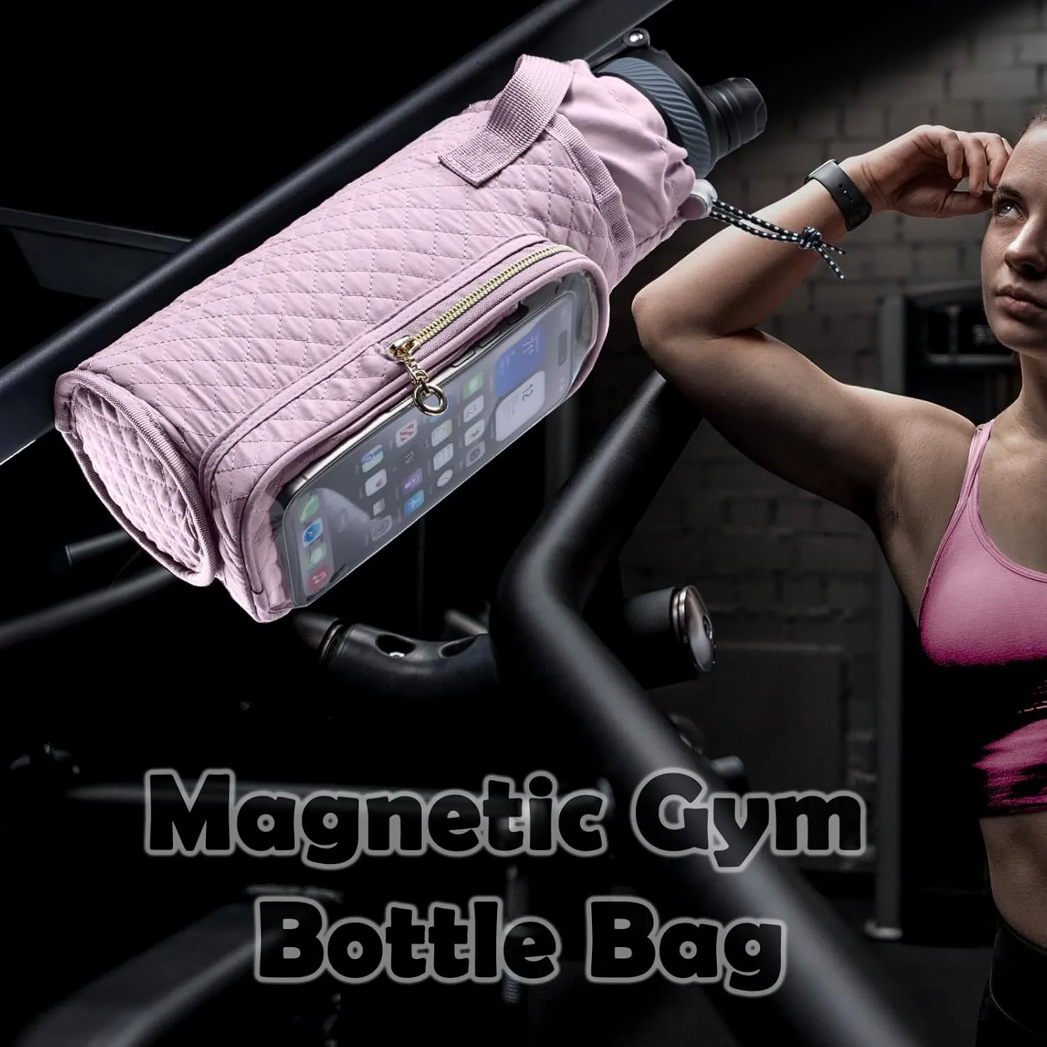 Magnetic Gym Bag Bottle Holder - Phone Holder - Bottle Sling Bag Essentials, Gym Gifts for Men and Women