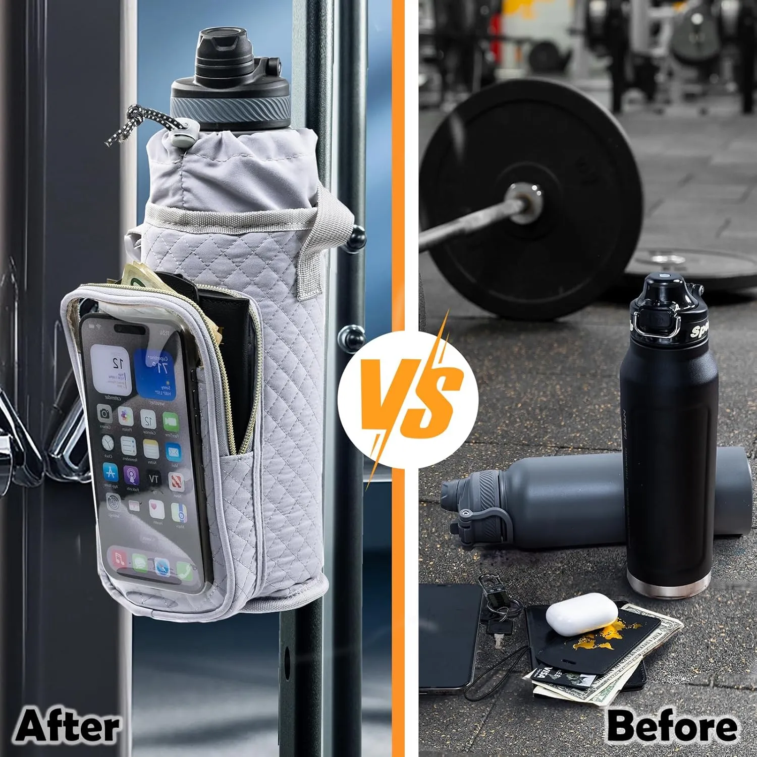 Magnetic Gym Bag Bottle Holder - Phone Holder - Bottle Sling Bag Essentials, Gym Gifts for Men and Women