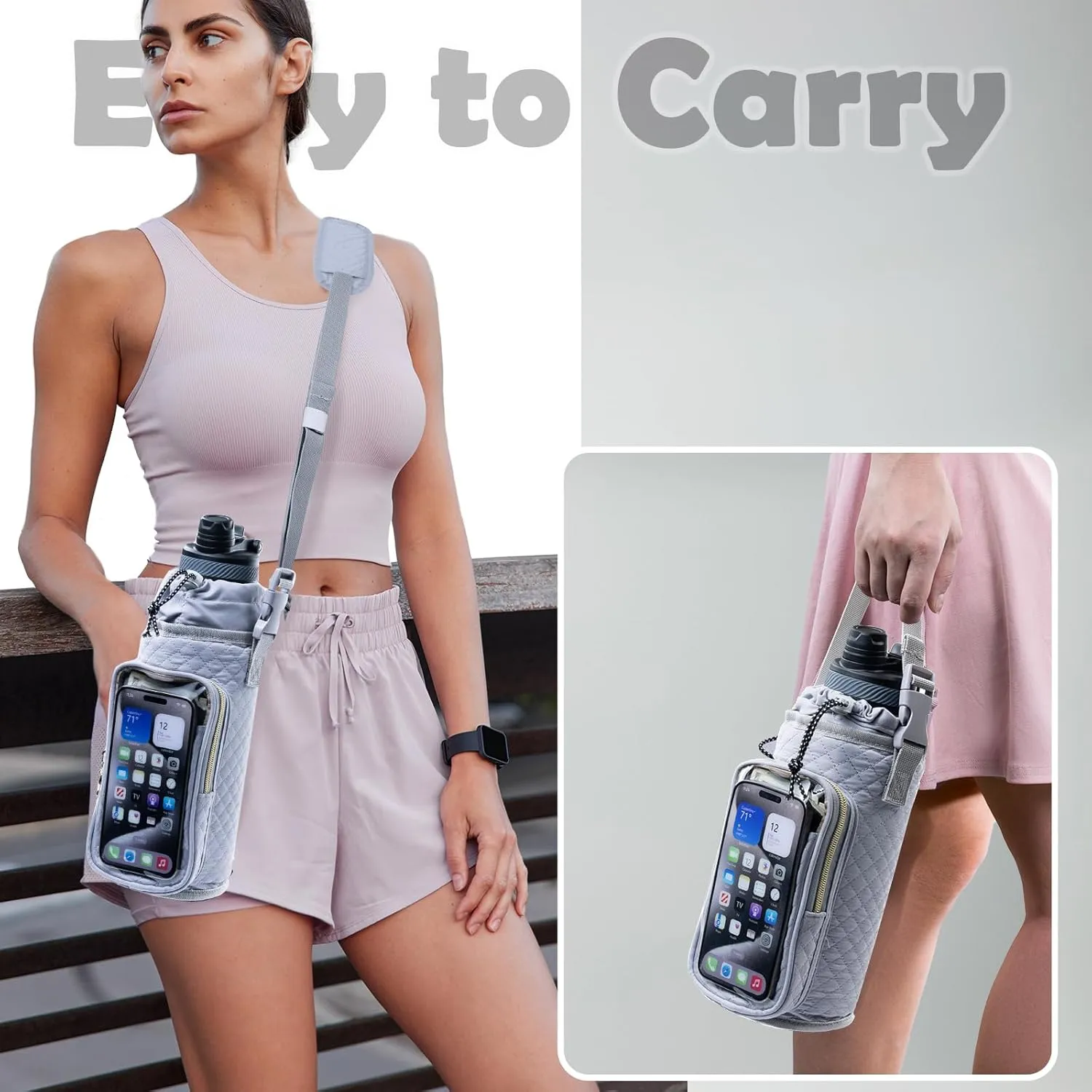 Magnetic Gym Bag Bottle Holder - Phone Holder - Bottle Sling Bag Essentials, Gym Gifts for Men and Women