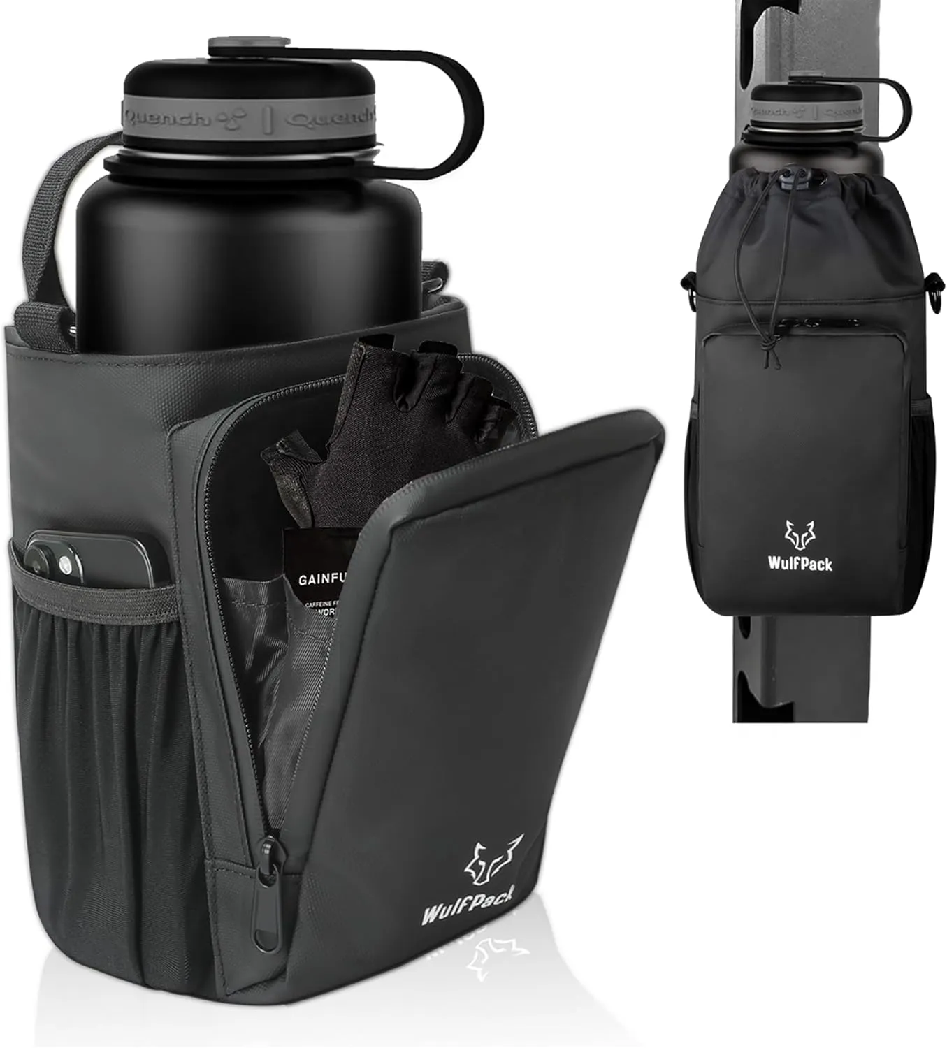 Magnetic Gym Bag, Magnetic Bottle Bag, Water Bottle Carrier Holder with Large Phone Pockets, Large Pockets, Gym Bag, Work, and Sports
